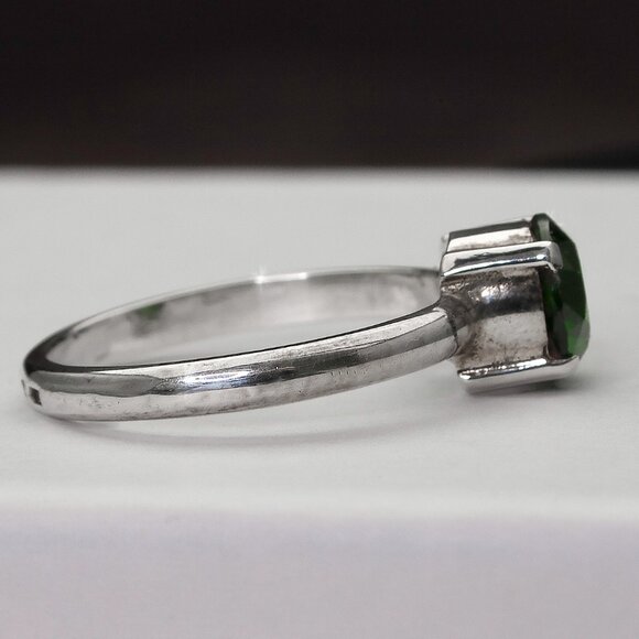 Natural 1 Ct Chrome Diopside Sterling Silver Ring, SZ 7, Elegant Minimalist Ring - Picture 7 of 7